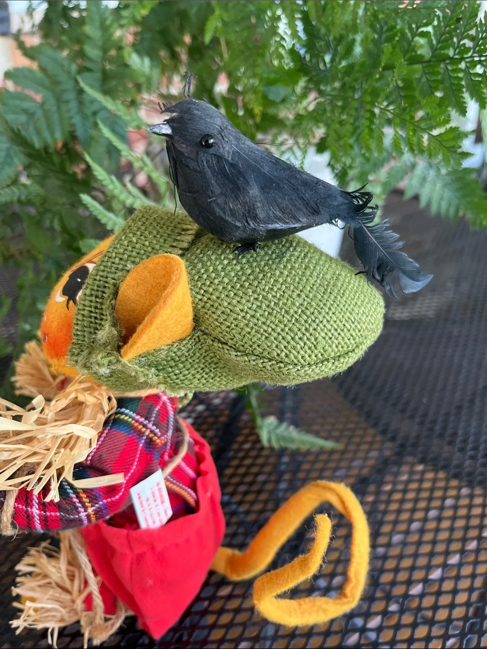 2004 Annalee 10” Scarecrow Mouse W/Crow On Head Thanksgiving Autumn Doll